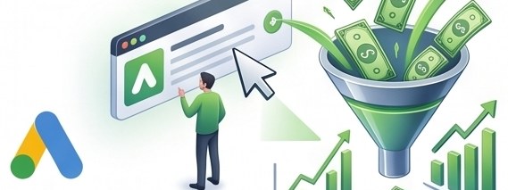 Embudo de Google Ads convirtiendo anuncios en clientes y ventas — campañas publicitarias Ecuador
