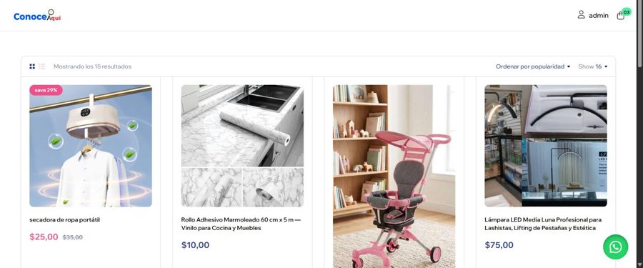 Tienda online Conoce Aquí Shop con envíos a todo Ecuador desarrollada por PromoWebEC