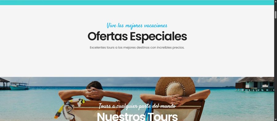 Página web de la agencia de viajes Todo en Tours desarrollada por PromoWebEC